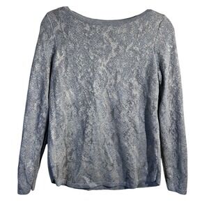 Chico's silver & gold metallic long sleeve lightweight sweater woman's size s